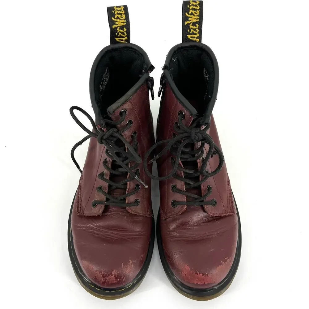 Dr‎ Martens red maroon burgundy 1460 junior lace up boots (US3)